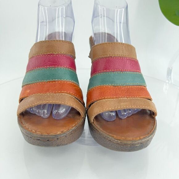 Born Women's Lumi Sandal Size 10 Wedge Platform Slide Strappy Multicolor Leather - Picture 4 of 16